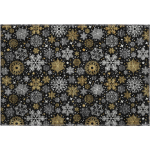 Luxury Washable Indoor/Outdoor Merry & Bright Black Rug