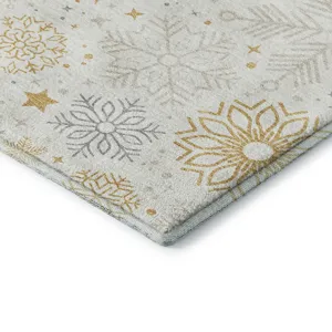 Luxury Washable Indoor/Outdoor Merry & Bright Ivory 8\' x 10\' Rug