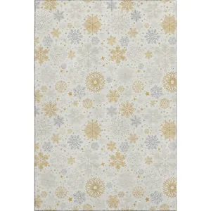 Luxury Washable Indoor/Outdoor Merry & Bright Ivory 8\' x 10\' Rug