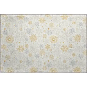 Luxury Washable Indoor/Outdoor Merry & Bright Ivory 1\'8\" x 2\'6\" Rug