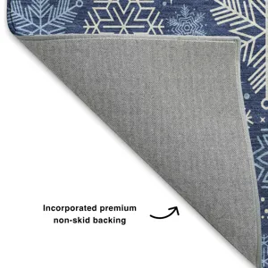 Luxury Washable Indoor/Outdoor Merry & Bright Navy 2\'6\" x 3\'10\" Rug