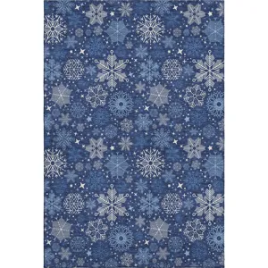 Luxury Washable Indoor/Outdoor Merry & Bright Navy 2\'6\" x 3\'10\" Rug