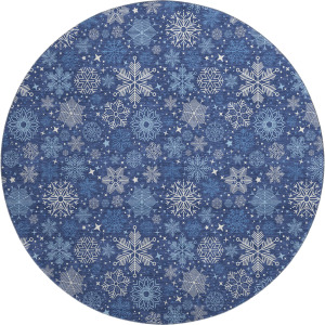 Luxury Washable Indoor/Outdoor Merry & Bright Navy 8' x 8' Round Rug