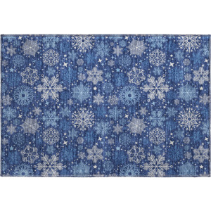Luxury Washable Indoor/Outdoor Merry & Bright Navy Rug