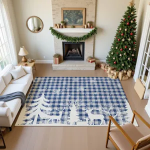Luxury Washable Indoor/Outdoor Merry & Bright Blue 8\' x 10\' Rug