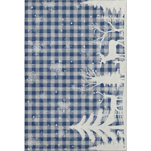 Luxury Washable Indoor/Outdoor Merry & Bright Blue Rug
