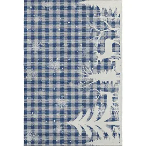 Luxury Washable Indoor/Outdoor Merry & Bright Blue 8\' x 10\' Rug