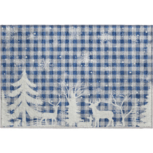 Luxury Washable Indoor/Outdoor Merry & Bright Blue Rug