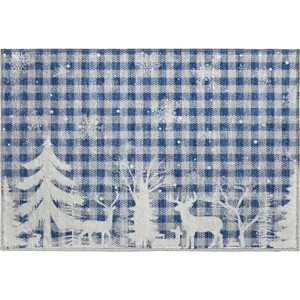 Luxury Washable Indoor/Outdoor Merry & Bright Blue 1\'8\" x 2\'6\" Rug