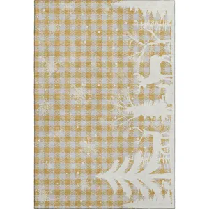 Luxury Washable Indoor/Outdoor Merry & Bright Gold 2\'6\" x 3\'10\" Rug