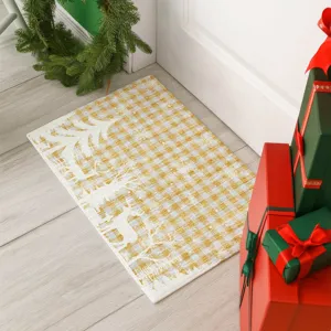 Luxury Washable Indoor/Outdoor Merry & Bright Gold 1\'8\" x 2\'6\" Rug