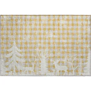 Luxury Washable Indoor/Outdoor Merry & Bright Gold 1\'8\" x 2\'6\" Rug