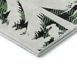 Luxury Washable Indoor/Outdoor Merry & Bright Green 8\' x 10\' Rug