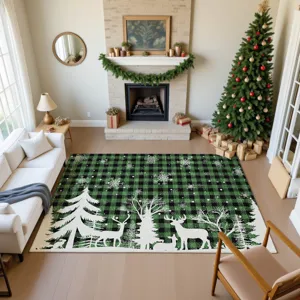 Luxury Washable Indoor/Outdoor Merry & Bright Green 8\' x 10\' Rug