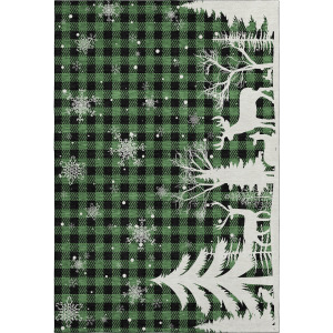 Luxury Washable Indoor/Outdoor Merry & Bright Green Rug