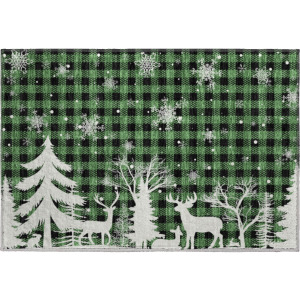 Luxury Washable Indoor/Outdoor Merry & Bright Green Rug