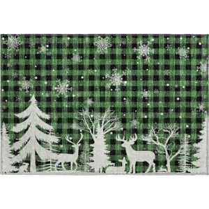Luxury Washable Indoor/Outdoor Merry & Bright Green 1\'8\" x 2\'6\" Rug