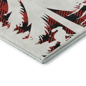 Luxury Washable Indoor/Outdoor Merry & Bright Red 1\'8\" x 2\'6\" Rug