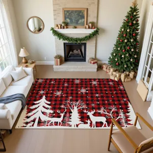Luxury Washable Indoor/Outdoor Merry & Bright Red 2\'6\" x 3\'10\" Rug