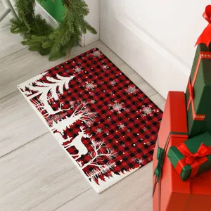 Luxury Washable Indoor/Outdoor Merry & Bright Red 1\'8\" x 2\'6\" Rug
