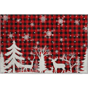 Luxury Washable Indoor/Outdoor Merry & Bright Red Rug