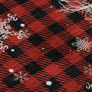 Luxury Washable Indoor/Outdoor Merry & Bright Red 1\'8\" x 2\'6\" Rug