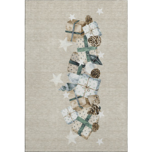 Luxury Washable Indoor/Outdoor Merry & Bright Beige Rug