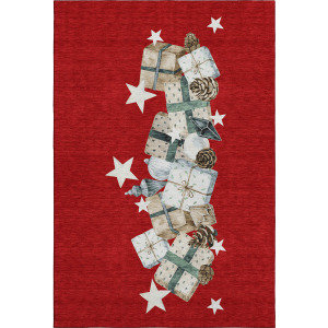 Luxury Washable Indoor/Outdoor Merry & Bright Red Rug