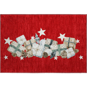 Luxury Washable Indoor/Outdoor Merry & Bright Red Rug