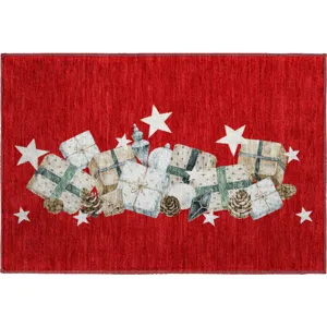 Luxury Washable Indoor/Outdoor Merry & Bright Red 1\'8\" x 2\'6\" Rug
