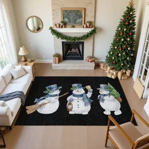 Luxury Washable Indoor/Outdoor Merry & Bright Black 10\' x 14\' Rug