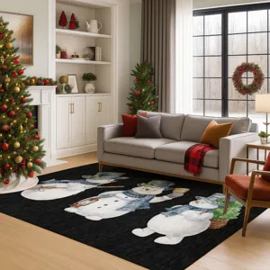 Luxury Washable Indoor/Outdoor Merry & Bright Black 10\' x 14\' Rug