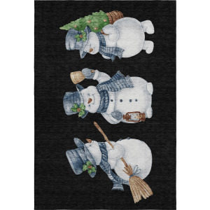 Luxury Washable Indoor/Outdoor Merry & Bright Black Rug