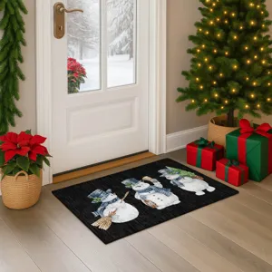 Luxury Washable Indoor/Outdoor Merry & Bright Black 1\'8\" x 2\'6\" Rug