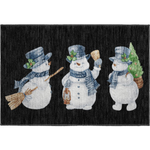 Luxury Washable Indoor/Outdoor Merry & Bright Black Rug