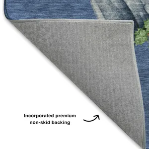 Luxury Washable Indoor/Outdoor Merry & Bright Navy 8\' x 8\' Round Rug