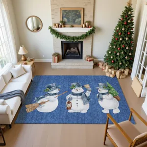 Luxury Washable Indoor/Outdoor Merry & Bright Navy 3\' x 5\' Rug