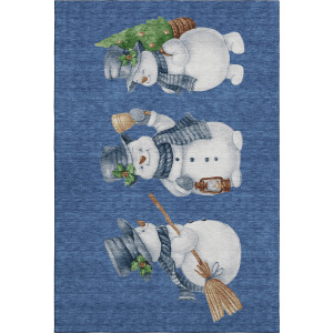 Luxury Washable Indoor/Outdoor Merry & Bright Navy Rug