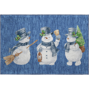 Luxury Washable Indoor/Outdoor Merry & Bright Navy Rug