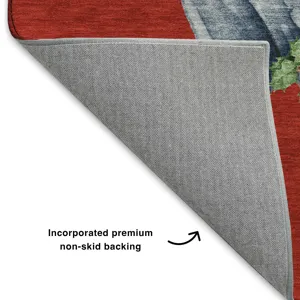 Luxury Washable Indoor/Outdoor Merry & Bright Red 2\'6\" x 3\'10\" Rug