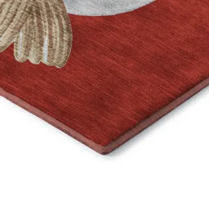 Luxury Washable Indoor/Outdoor Merry & Bright Red 2\'6\" x 3\'10\" Rug