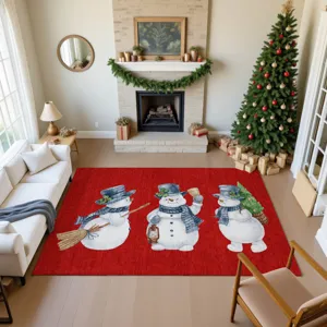 Luxury Washable Indoor/Outdoor Merry & Bright Red 2\'6\" x 3\'10\" Rug