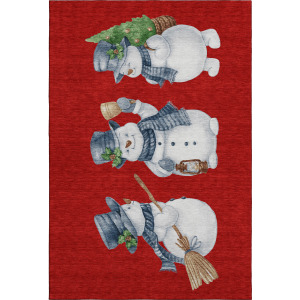 Luxury Washable Indoor/Outdoor Merry & Bright Red Rug