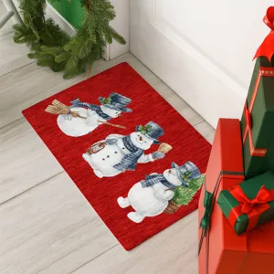 Luxury Washable Indoor/Outdoor Merry & Bright Red 1\'8\" x 2\'6\" Rug