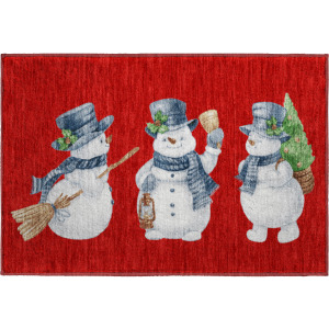 Luxury Washable Indoor/Outdoor Merry & Bright Red Rug
