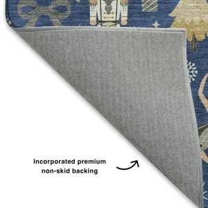 Luxury Washable Indoor/Outdoor Merry & Bright Navy 9\' x 12\' Rug