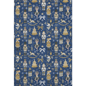 Luxury Washable Indoor/Outdoor Merry & Bright Navy Rug