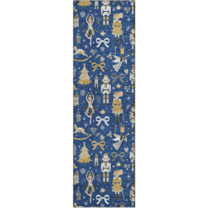 Luxury Washable Indoor/Outdoor Merry & Bright Navy 2'3