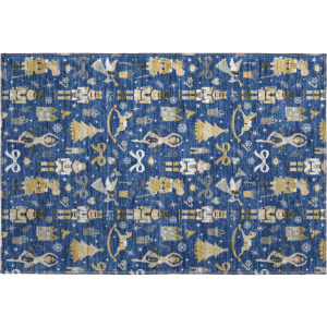 Luxury Washable Indoor/Outdoor Merry & Bright Navy Rug