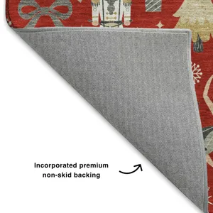 Luxury Washable Indoor/Outdoor Merry & Bright Red 9\' x 12\' Rug